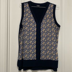 Womens Jones New York sleeveless navy and yellow top - 1x